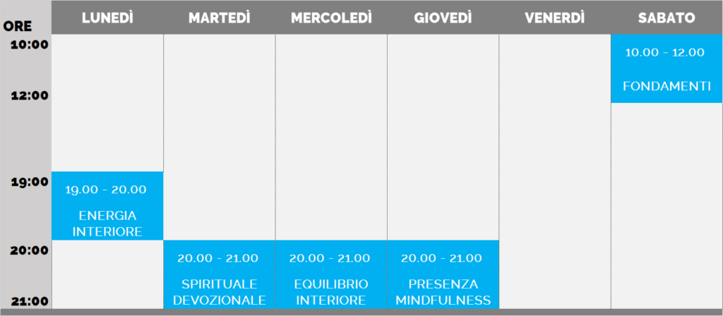 Orari dei Corsi di Meditazione 1